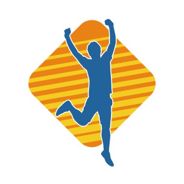 Hareket halindeki bir erkek dansçının silueti. Dans eden zayıf bir adamın silueti..