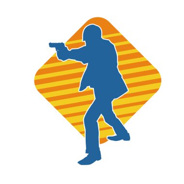 Bir dedektif ya da güvenlik görevlisinin silueti tabanca taşıyor..