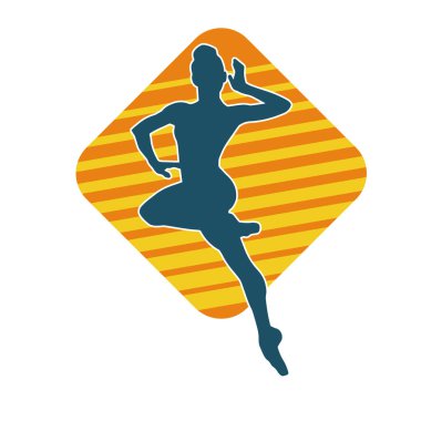 Hareketli bir kadın balerin silueti. Dans eden balerin kızın silueti..