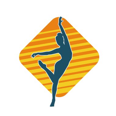 Hareketli bir kadın balerin silueti. Dans eden balerin kızın silueti..