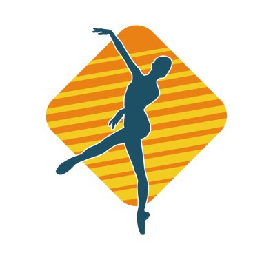 Hareketli bir kadın balerin silueti. Dans eden balerin kızın silueti..