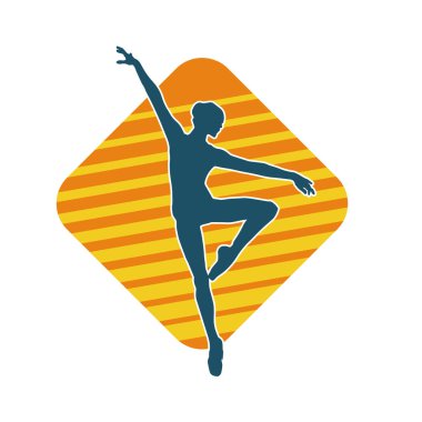 Hareketli bir kadın balerin silueti. Dans eden balerin kızın silueti..