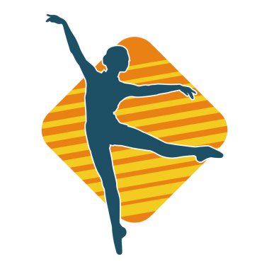 Hareketli bir kadın balerin silueti. Dans eden balerin kızın silueti..