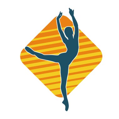 Hareketli bir kadın balerin silueti. Dans eden balerin kızın silueti..