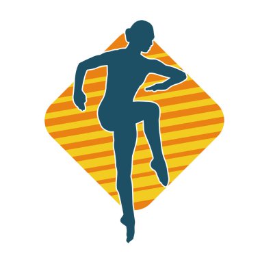 Hareketli bir kadın balerin silueti. Dans eden balerin kızın silueti..