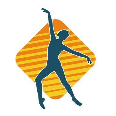 Hareketli bir kadın balerin silueti. Dans eden balerin kızın silueti..