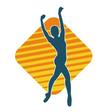 Hareketli bir kadın balerin silueti. Dans eden balerin kızın silueti..