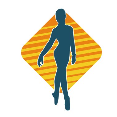 Hareketli bir kadın balerin silueti. Dans eden balerin kızın silueti..