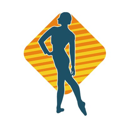 Hareketli bir kadın balerin silueti. Dans eden balerin kızın silueti..