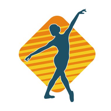 Hareketli bir kadın balerin silueti. Dans eden balerin kızın silueti..