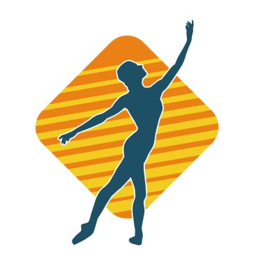 Hareketli bir kadın balerin silueti. Dans eden balerin kızın silueti..