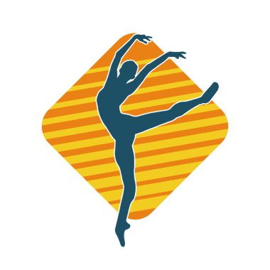 Hareketli bir kadın balerin silueti. Dans eden balerin kızın silueti..