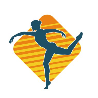 Hareketli bir kadın balerin silueti. Dans eden balerin kızın silueti..