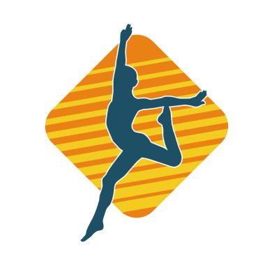 Hareketli bir kadın balerin silueti. Dans eden balerin kızın silueti..