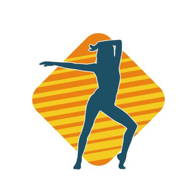 Hareketli bir kadın balerin silueti. Dans eden balerin kızın silueti..