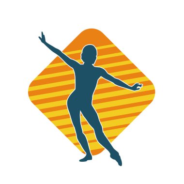 Hareketli bir kadın balerin silueti. Dans eden balerin kızın silueti..