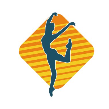 Hareketli bir kadın balerin silueti. Dans eden balerin kızın silueti..