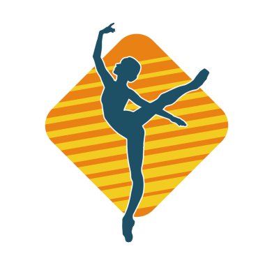 Hareketli bir kadın balerin silueti. Dans eden balerin kızın silueti..