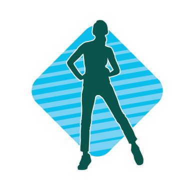 Dişi pozisyonunda ince bir kadın modelinin silueti.. 