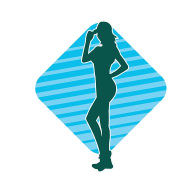 Dişi pozisyonunda ince bir kadın modelinin silueti.. 