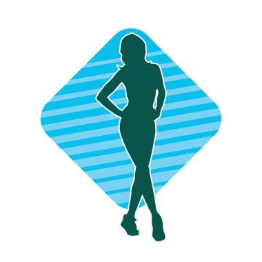 Dişi pozisyonunda ince bir kadın modelinin silueti.. 