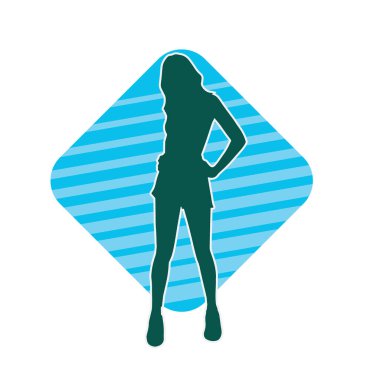 Dişi pozisyonunda ince bir kadın modelinin silueti.. 