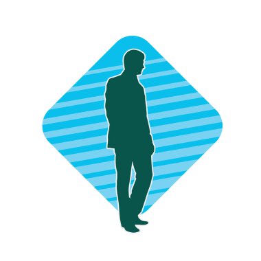 İş adamı kılığındaki kurumsal bir erkeğin silueti. 