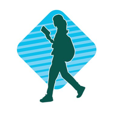 Sırt çantalı bir kadın gezginin silüeti.