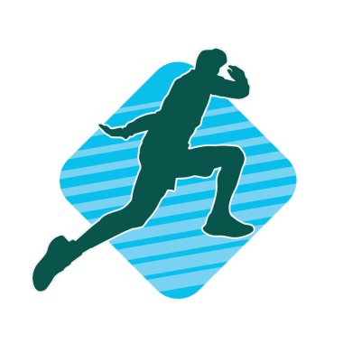 Koşu pozisyonundaki bir adamın silüeti. Siluet erkek koşusu pozu.