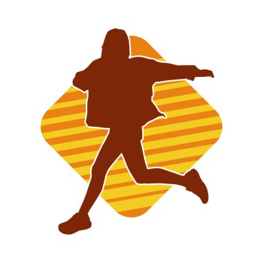 Hareketli bir kadın dansçının silueti. Dans eden zayıf bir kadının silueti..