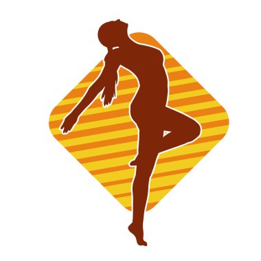 Hareketli bir kadın balerin silueti. Dans eden balerin kızın silueti..