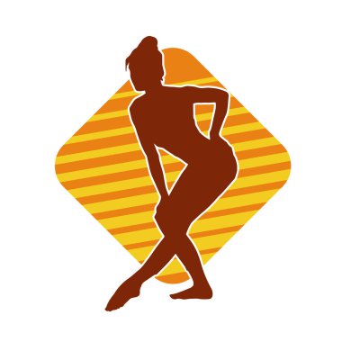 Hareketli bir kadın balerin silueti. Dans eden balerin kızın silueti..