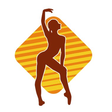 Hareketli bir kadın balerin silueti. Dans eden balerin kızın silueti..