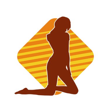 Dişi pozisyonunda ince bir kadın modelinin silueti.. 