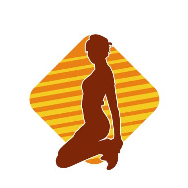 Dişi pozisyonunda ince bir kadın modelinin silueti.. 