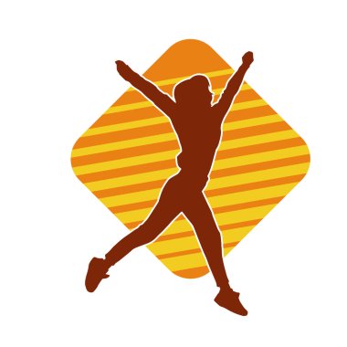 Hareketli bir kadın dansçının silueti. Dans eden zayıf bir kadının silueti..