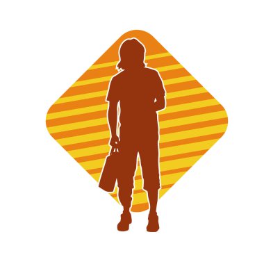 Alışveriş çantası taşıyan sıradan bir gencin silüeti.