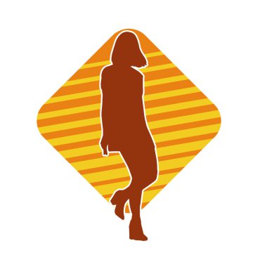 Resmi bir iş elbisesi giymiş bir sekreter ya da kadın ofis çalışanı silueti..