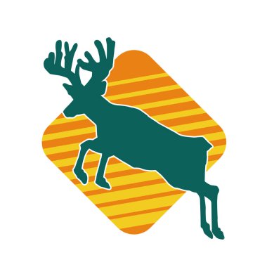 Geyik silueti boynuzlu vahşi orman hayvanı..