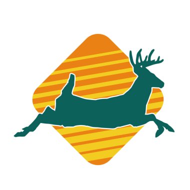 Geyik silueti boynuzlu vahşi orman hayvanı..