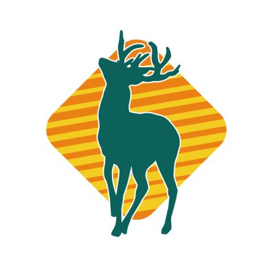 Geyik silueti boynuzlu vahşi orman hayvanı..