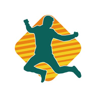 Hareket halindeki bir erkek dansçının silueti. Dans eden zayıf bir adamın silueti..