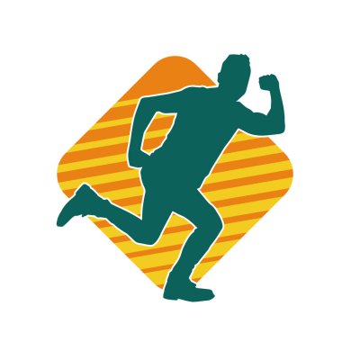 Hareket halindeki bir erkek dansçının silueti. Dans eden zayıf bir adamın silueti..