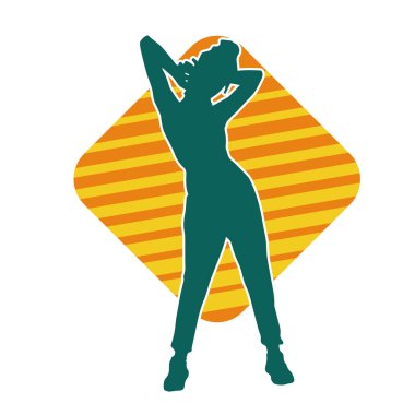 Dişi pozisyonunda ince bir kadın modelinin silueti.. 