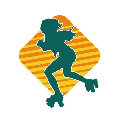 Paten kayan bir kadının silüeti. Sportif kadın silueti Tekerlekli sandalyede iyi eğlenceler.