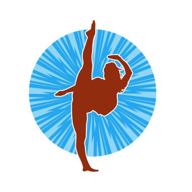 Dövüş sanatları tekmesi atan bir kadının silueti. Sportif bir kadının silueti tekme hareketi yapıyor..