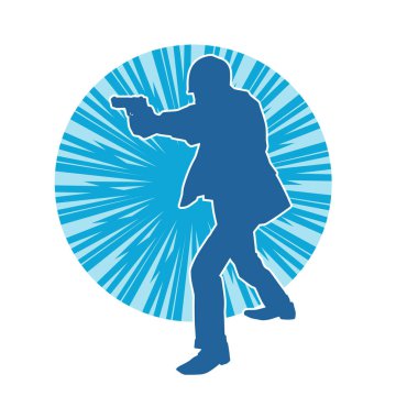 Bir dedektif ya da güvenlik görevlisinin silueti tabanca taşıyor..