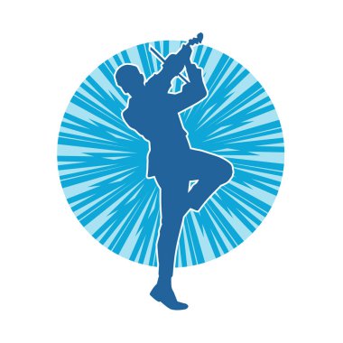 Keman teli çalan bir müzisyenin silueti..