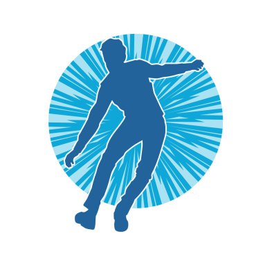 Hareket halindeki bir erkek dansçının silueti. Dans eden zayıf bir adamın silueti..