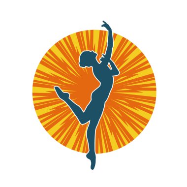 Hareketli bir kadın balerin silueti. Dans eden balerin kızın silueti..